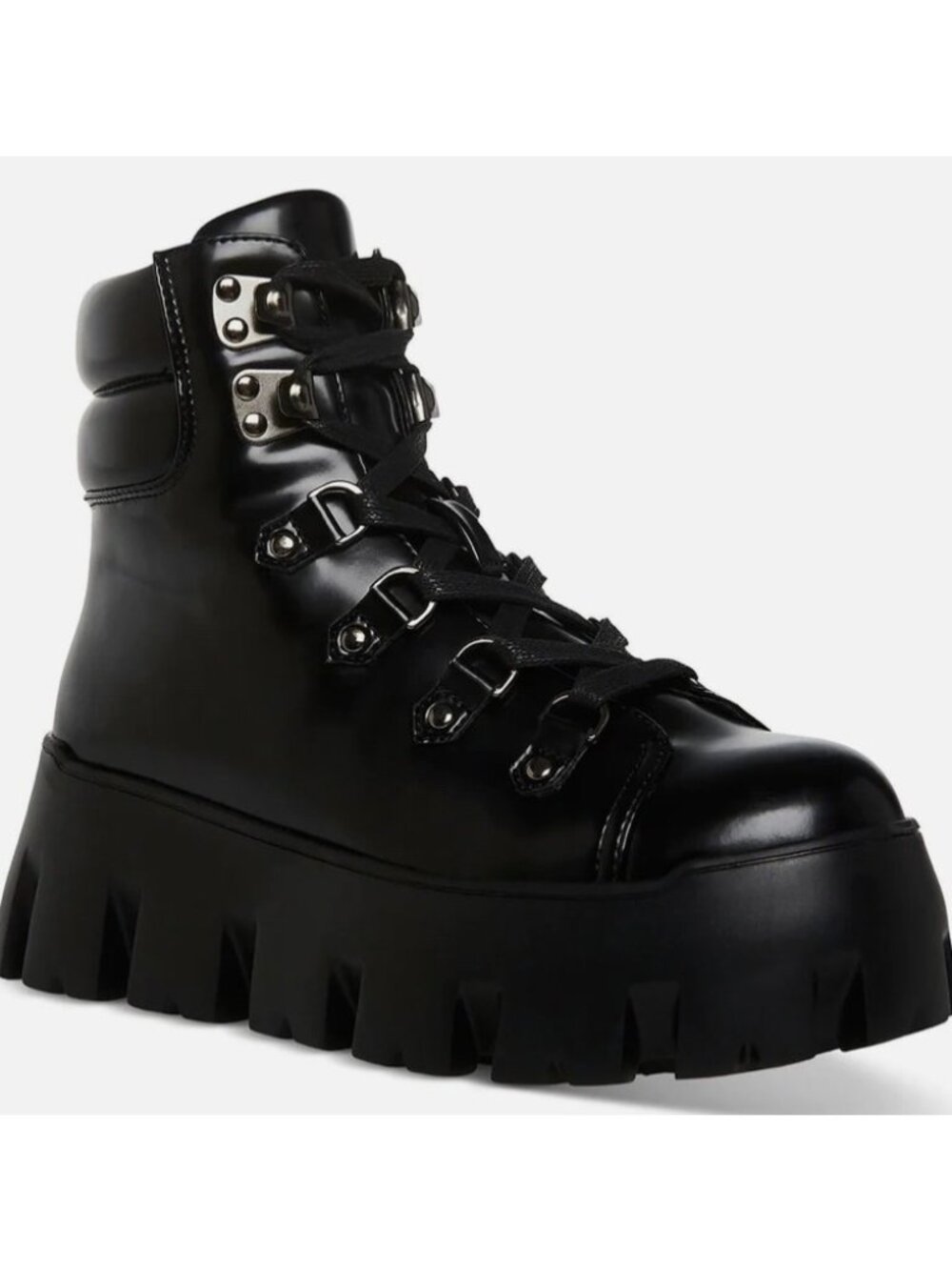MADDEN GIRL Womens Alpine Lace Up Round Toe Wedge Ankle Boots Black Size 8M NIB